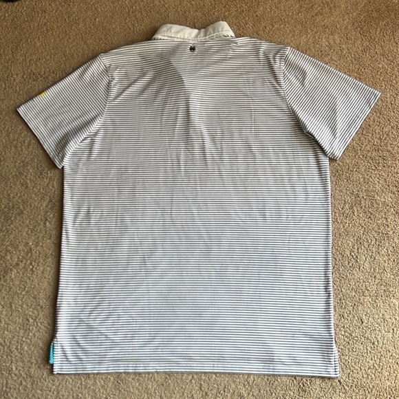 Greyson Ohoopee Striped White Navy Golf Polo - Picture 2 of 8